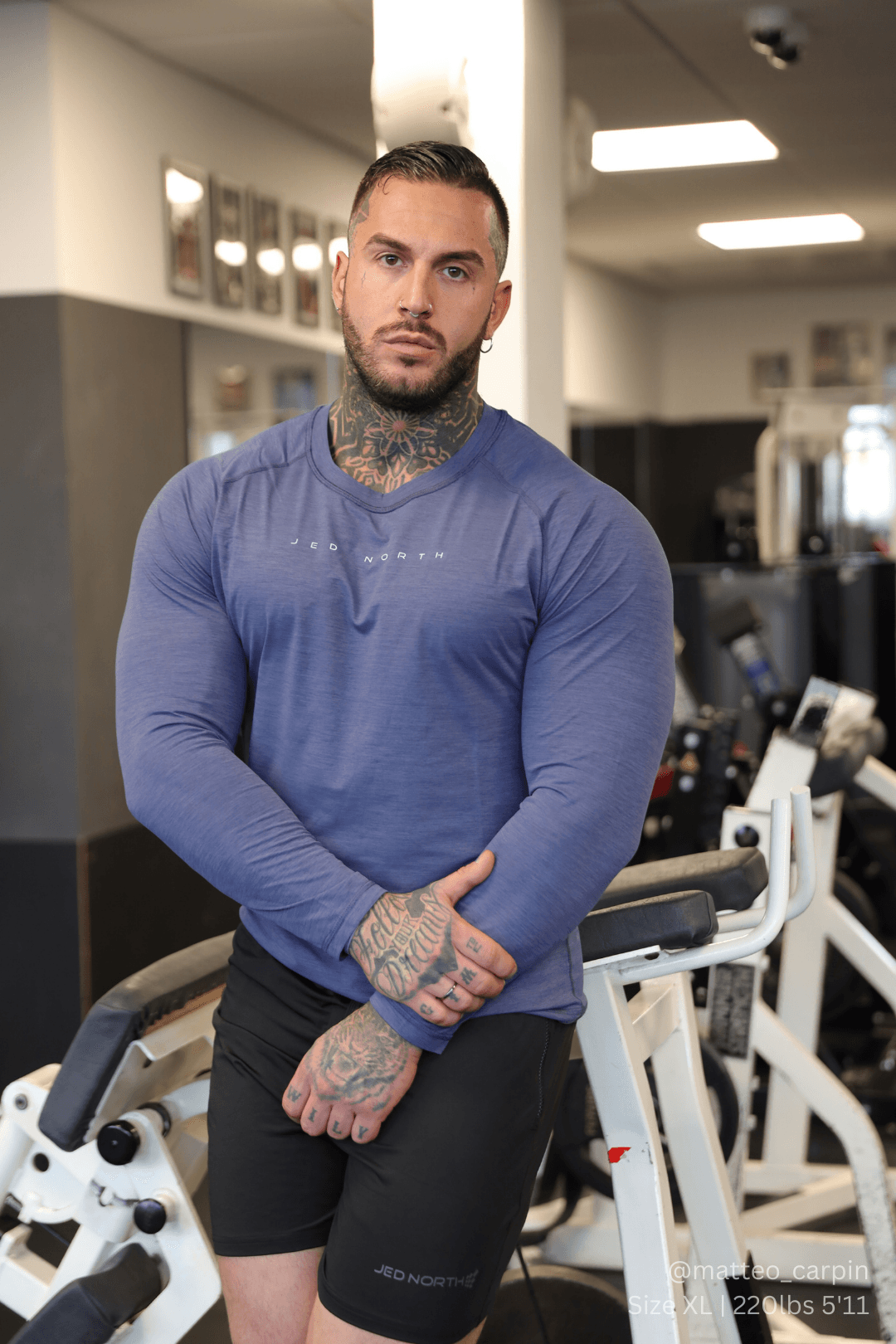 Jed North Men's Agile Long Sleeve Activewear Training Tee - Steel Blue