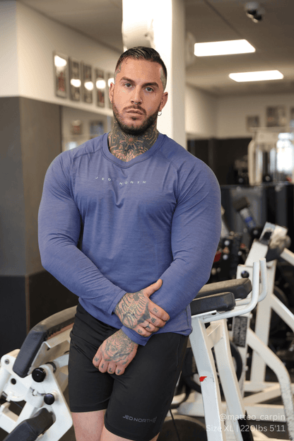 Jed North Men's Agile Long Sleeve Activewear Training Tee - Steel Blue