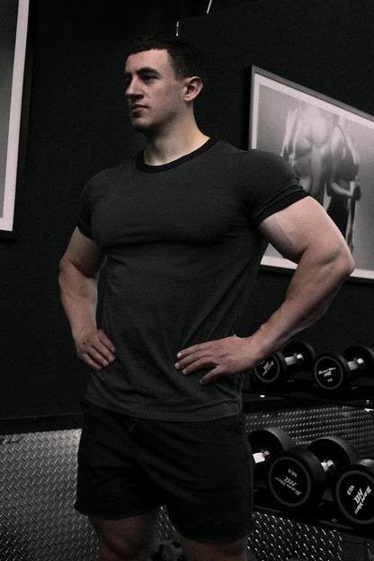 Jed North Men's Muscle-Fit Ringer T-Shirt - Stone Gray