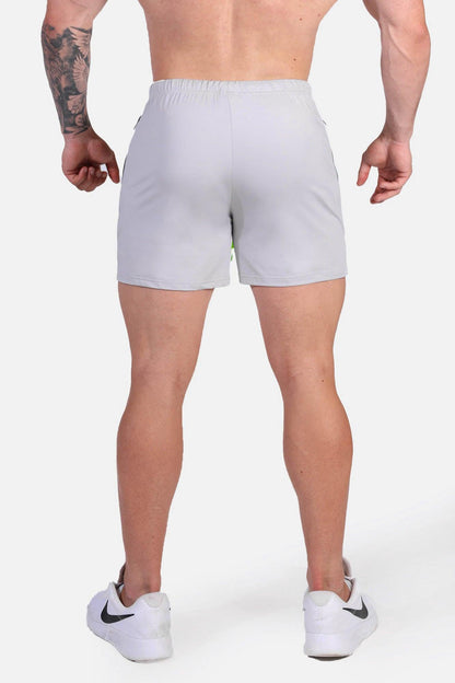 Jed North Men's Agile Bodybuilding 4'' Shorts w Zipper Pockets - Platinum Gray
