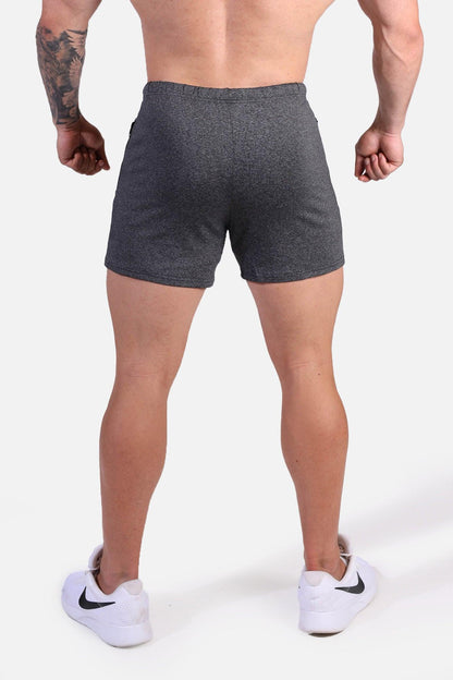 Jed North Men's Agile Bodybuilding 4'' Shorts w Zipper Pockets - Dark Gray Heather