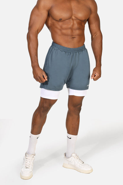 Jed North Men's Men's 2-In-1 7" Gym Shorts - Storm Gray