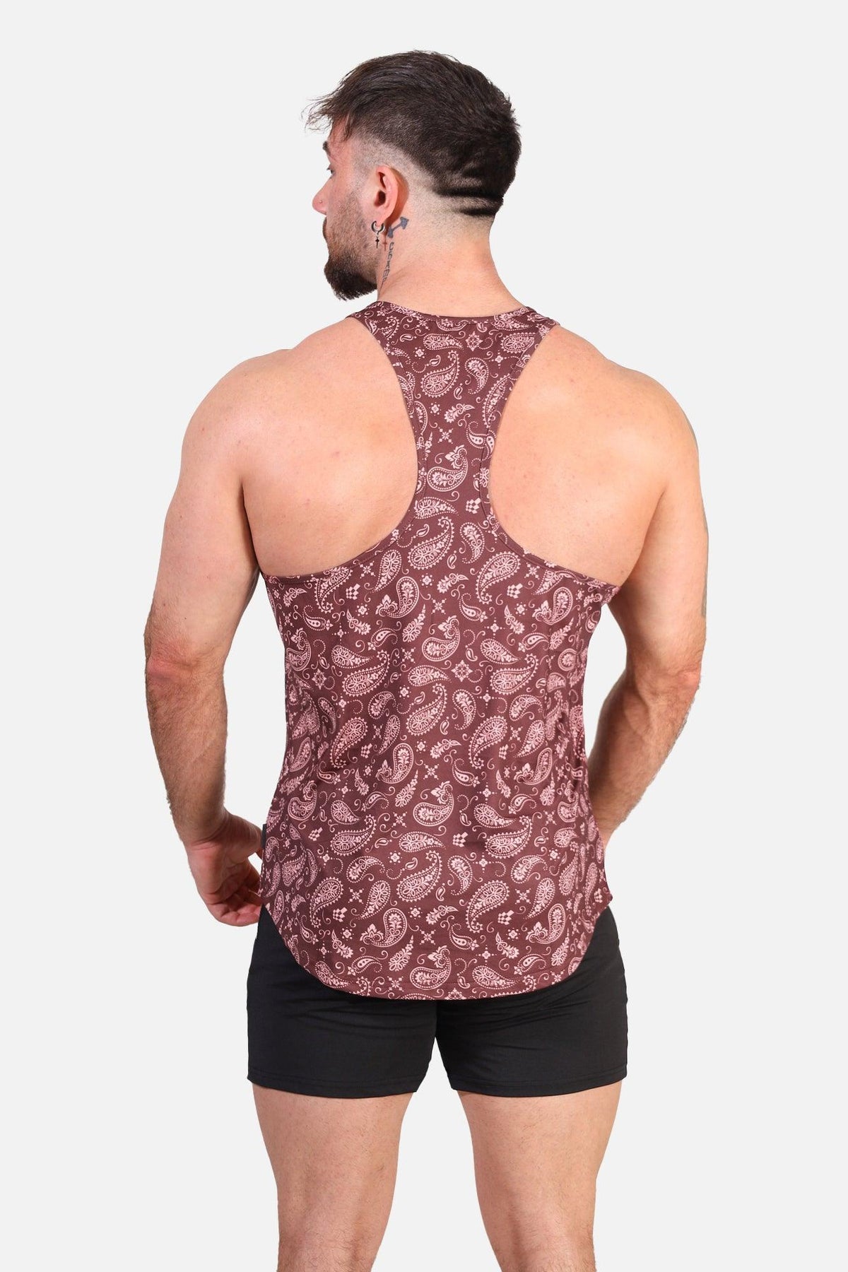 Jed North Men's Graphic Muscle Stringer - Maroon Paisley