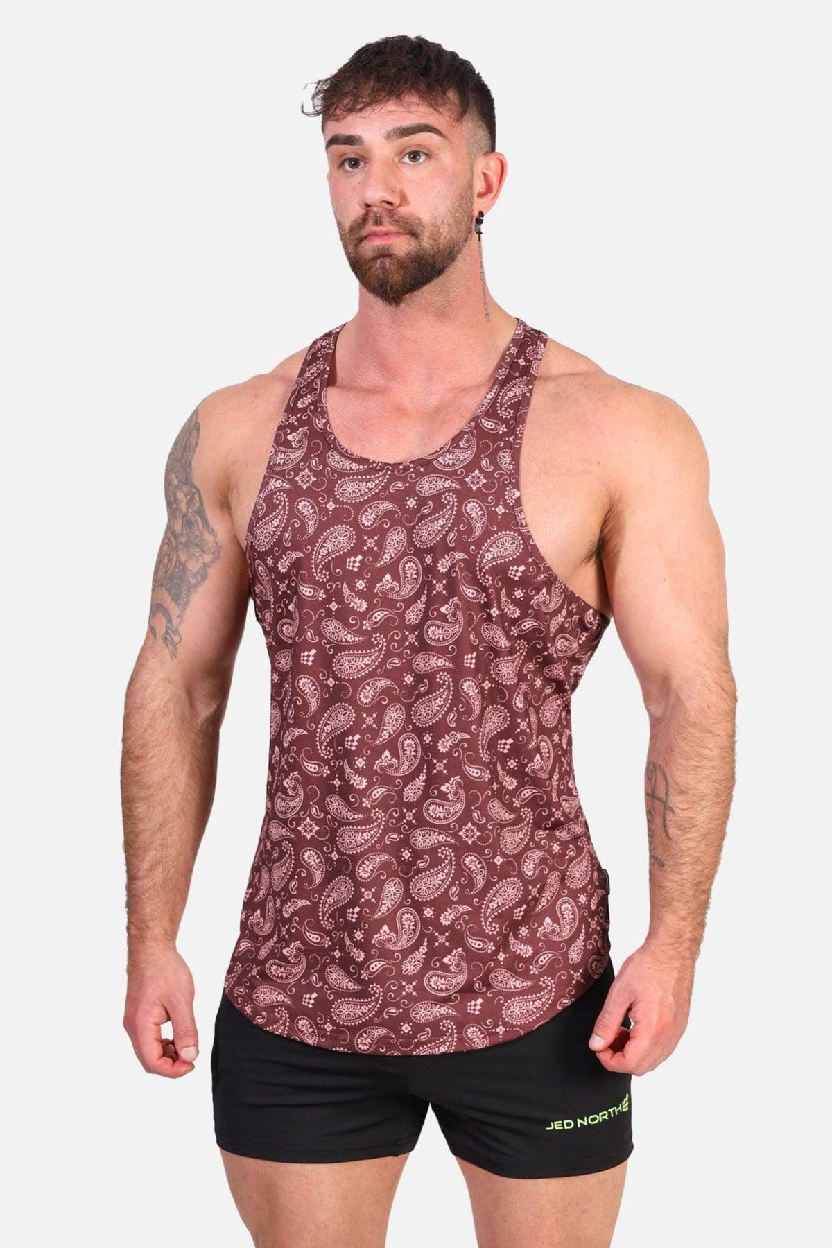 Jed North Men's Graphic Muscle Stringer - Maroon Paisley