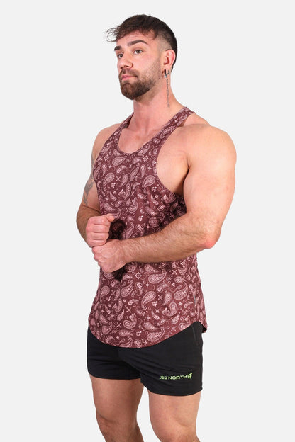Jed North Men's Graphic Muscle Stringer - Maroon Paisley