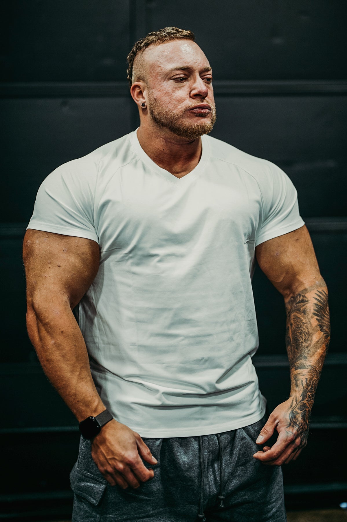 Jed North Men's V Neck Muscle-Fit T-Shirt - White