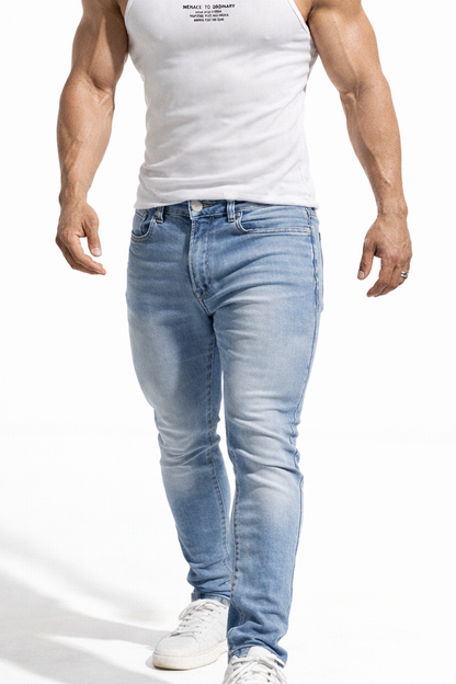 Jed North Men's Men's Premium Fitted Stretchy Jeans - Faded Blue