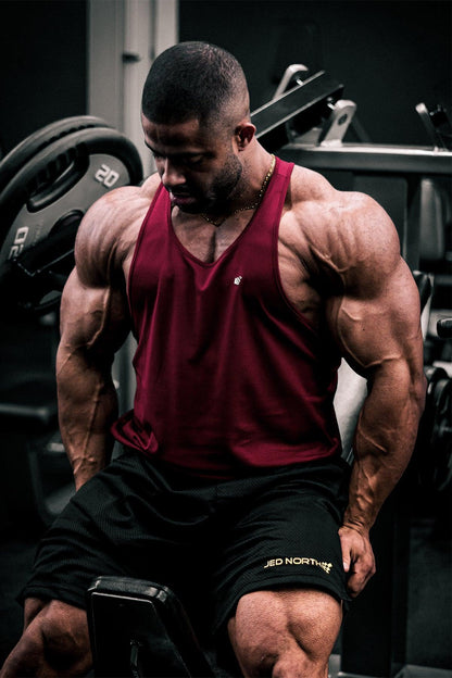 Jed North Men's Fast-Dry Bodybuilding Workout Stringer - Maroon