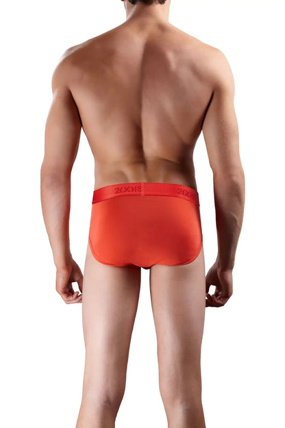 Bright orange 2xist cotton contour pouch briefs with matching elastic waistband and red 20xx logo size s