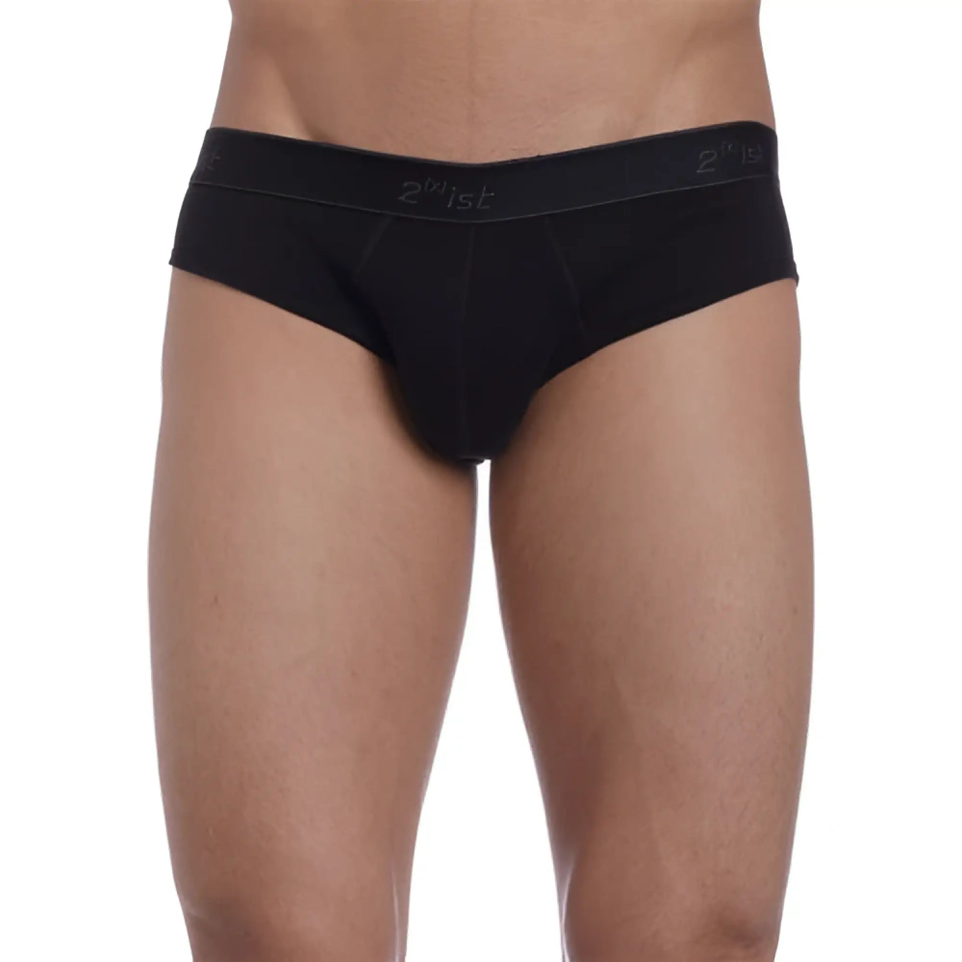 Black 2xist essential no show brief underwear size xl with snug fit and elastic waistband featuring 21st logo