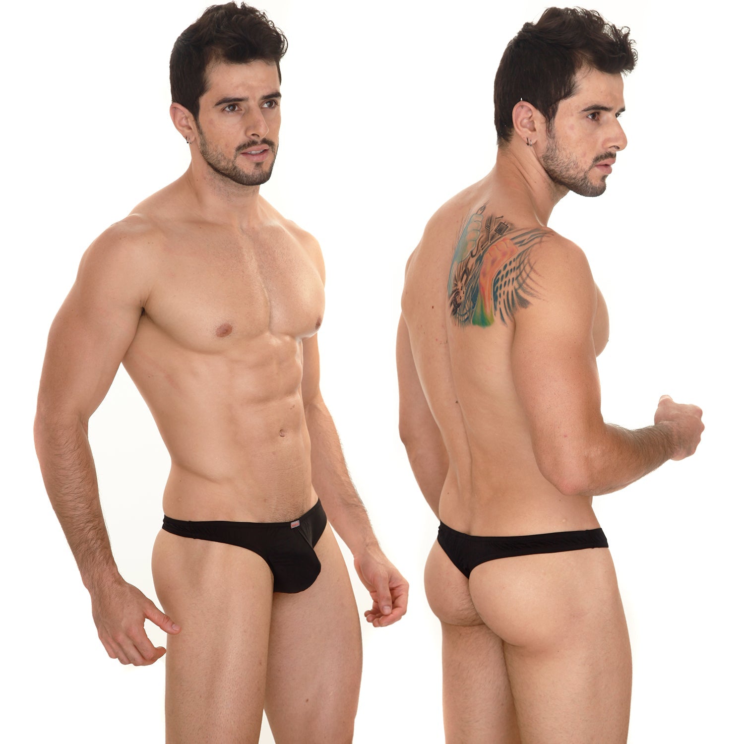 Black athletic briefs metro malewear perfect scene askin thong with snug fit and small red logo on left hip