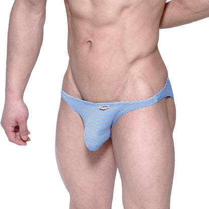 Metro male wear sunbathing bikini blue stripe 2004-40 blue and white striped men’s briefs with snug form-fitting design