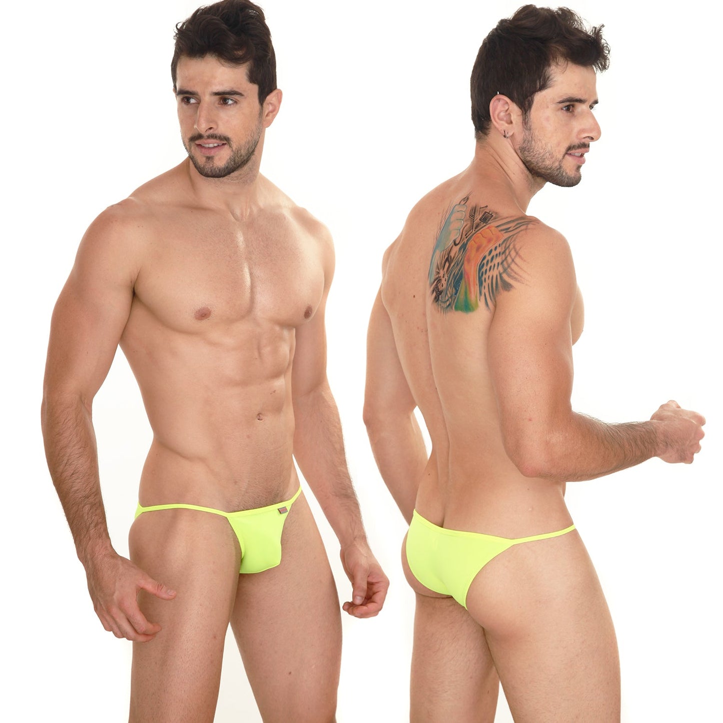 Neon green thong briefs from MetroMaleWear string bikini lime 2005-06 featuring a slim fit and stretchy fabric