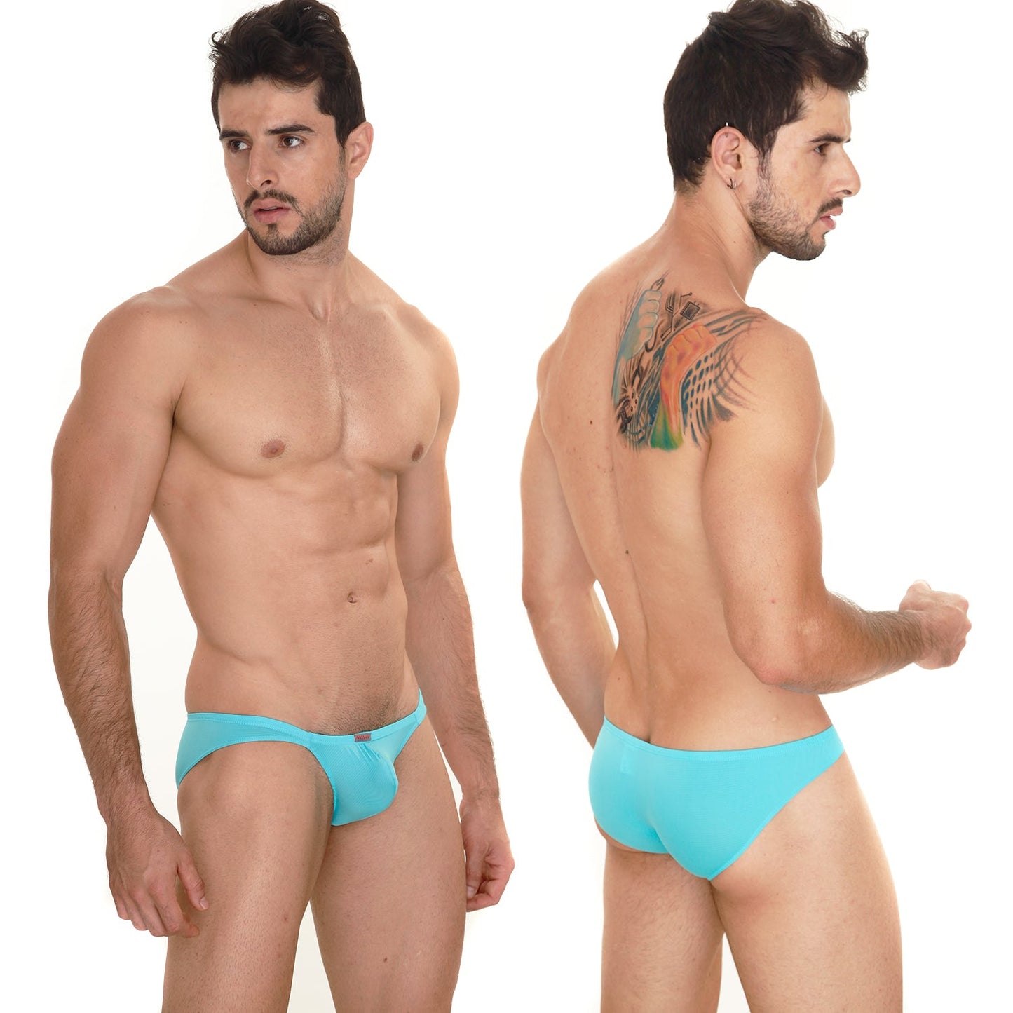 Turquoise blue metro male wear minimo hip brief 2006-08 with sleek form-fitting design for comfortable support