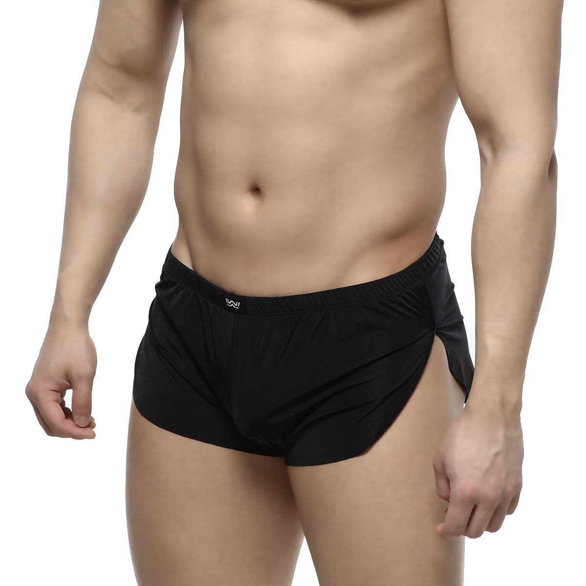 MetroMaleWear Naked Split Boxer 2008-30 black athletic briefs with side slit and elastic waistband for comfort