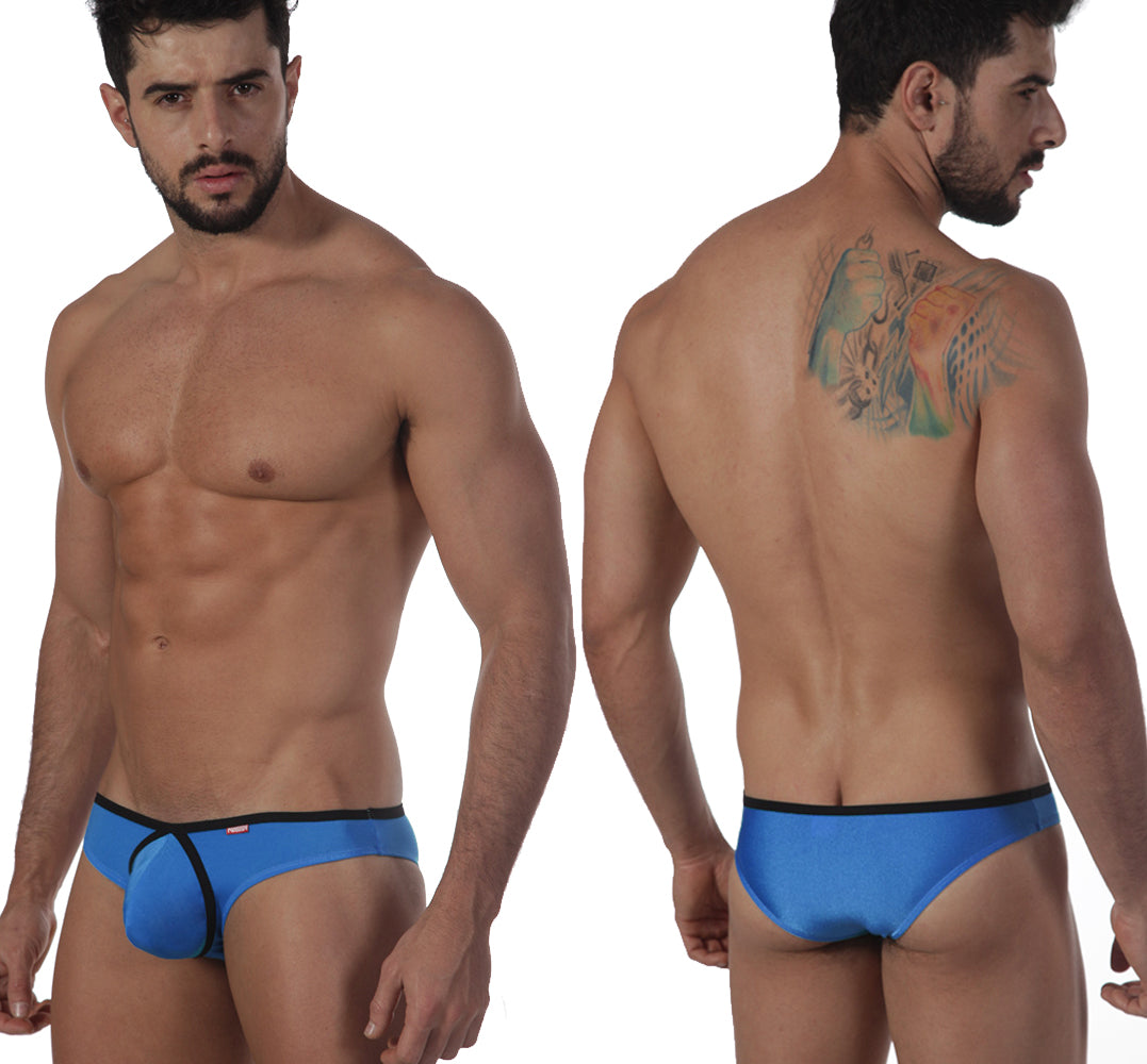 Blue athletic briefs with black trim metro malewear lasso bikini royal blue 2009-18 front view