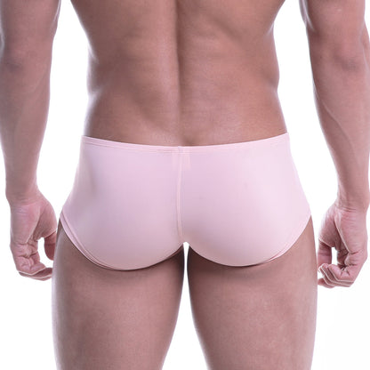 Metro malewear minimo boxer dusty pink form-fitting briefs made of smooth stretchy fabric shown from the back side