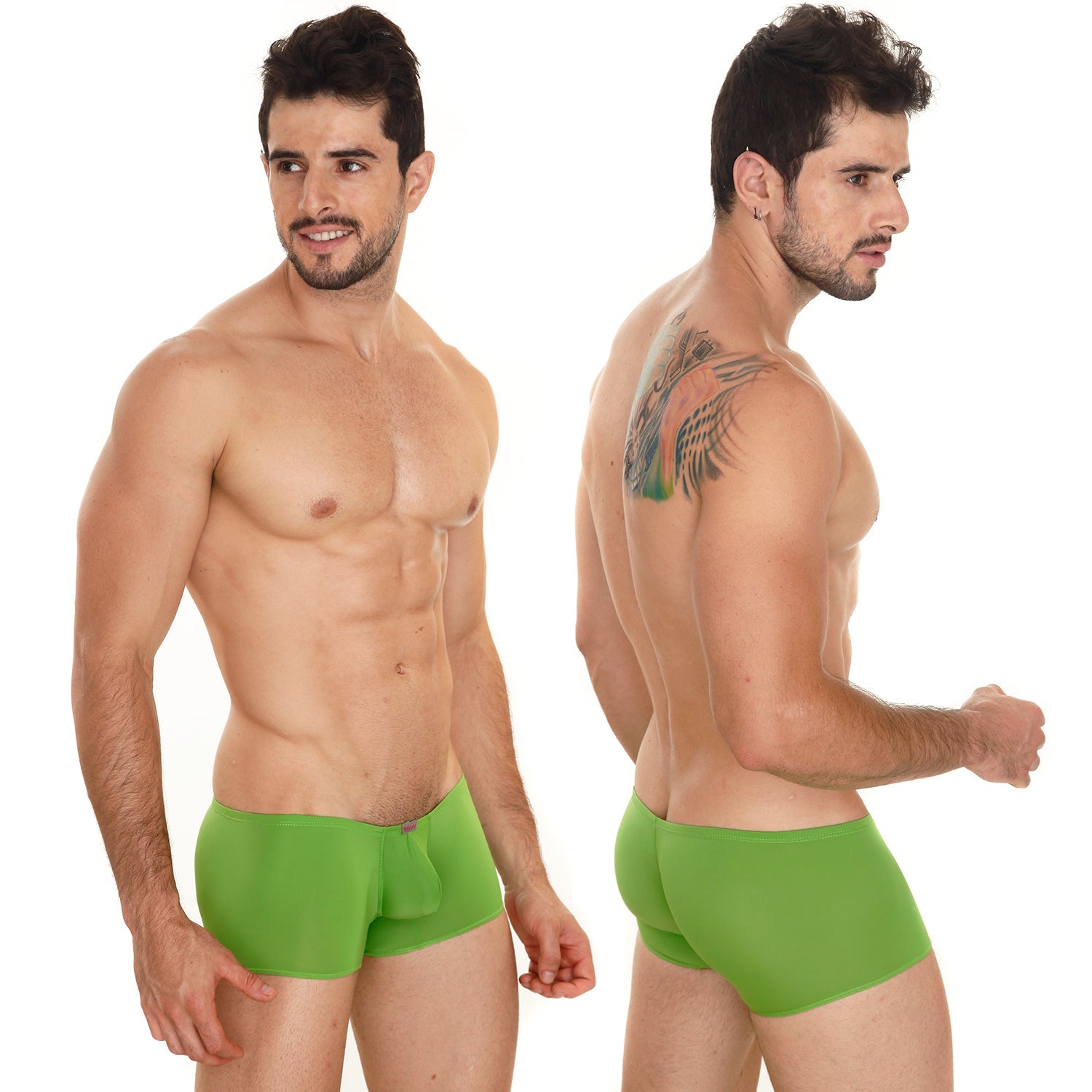 Bright green MetroMaleWear Minimo boxer 2013-17 men’s briefs with smooth stretchy fabric and centered pouch design