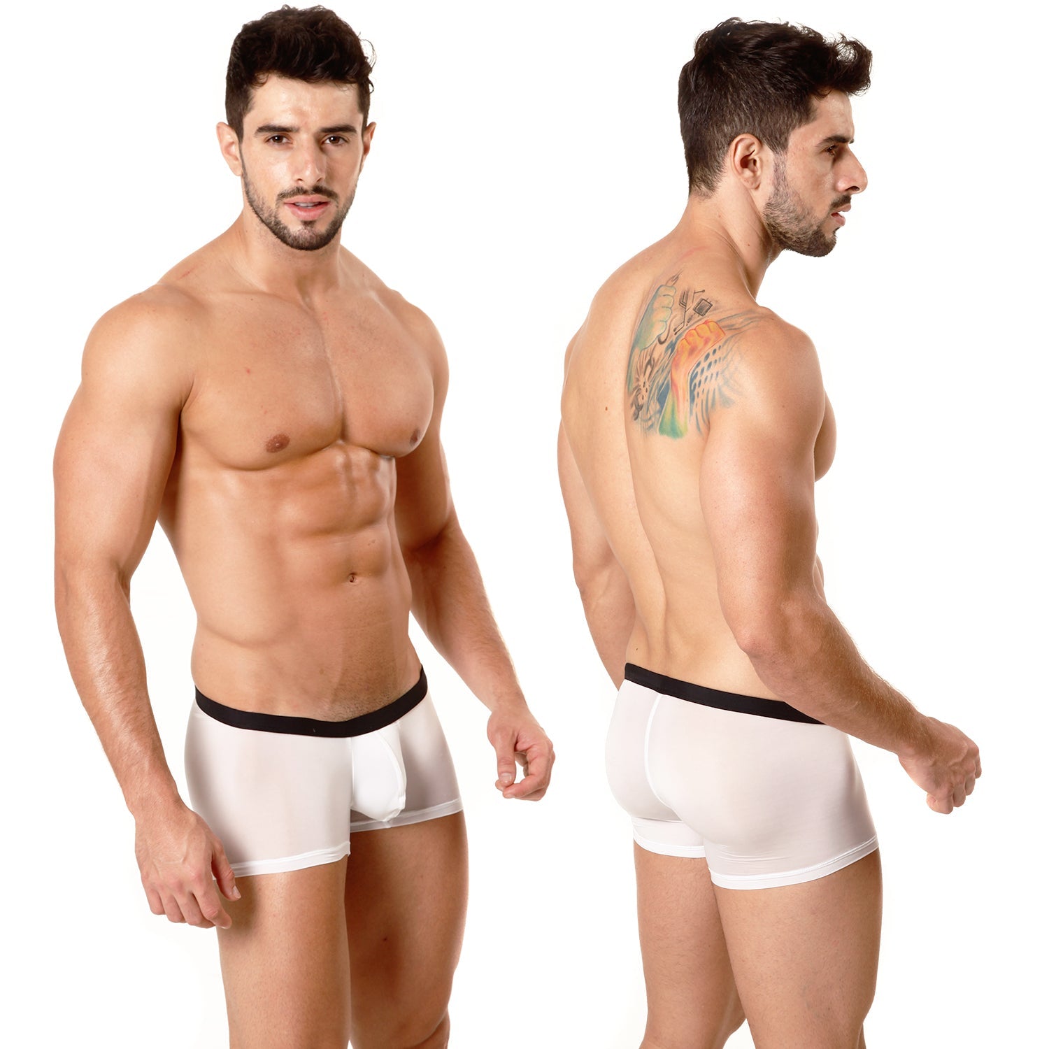 White athletic briefs with black elastic waistband metro malewear minimo contrast boxer 2013c-00 front view