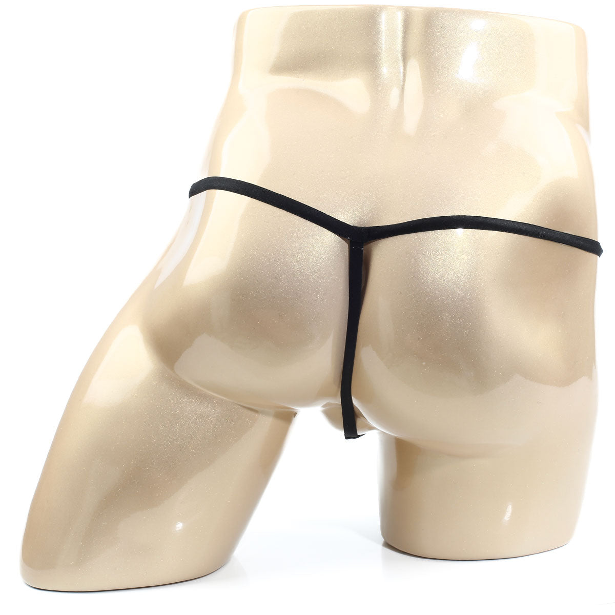 Black thong with pearl string detail displayed on a mannequin by MetroMaleWear perfect scene 2014-22