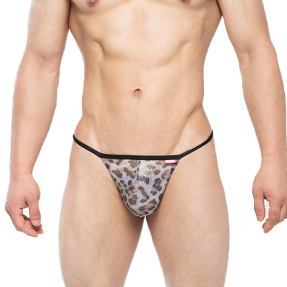 MetroMalewear perfect scene string leopard 2014-23 leopard-print thong with black trim front view