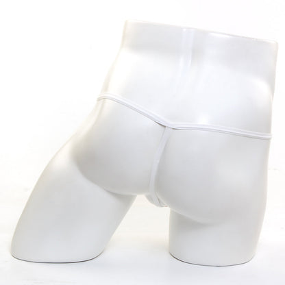 White glossy latex high-waisted seamless briefs from MetroMaleWear perfect scene string lace nude 2014-71 product image