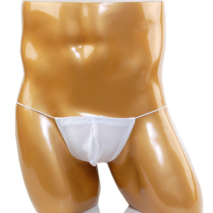 White sheer mesh thong microfiber displayed on mannequin metroMalewear microfiberglass g white 2015-00