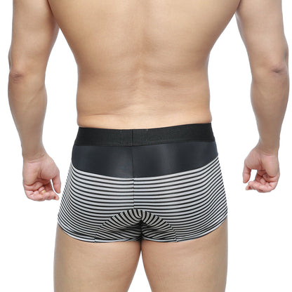 Black and white striped boxer briefs with smooth elastic waistband by metromalewear short boxer equilibrio 7 2022-50