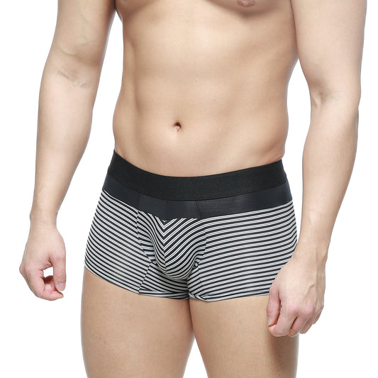 Metro malewear short boxer equilibrio 7 black and white striped boxer briefs with solid black elastic waistband