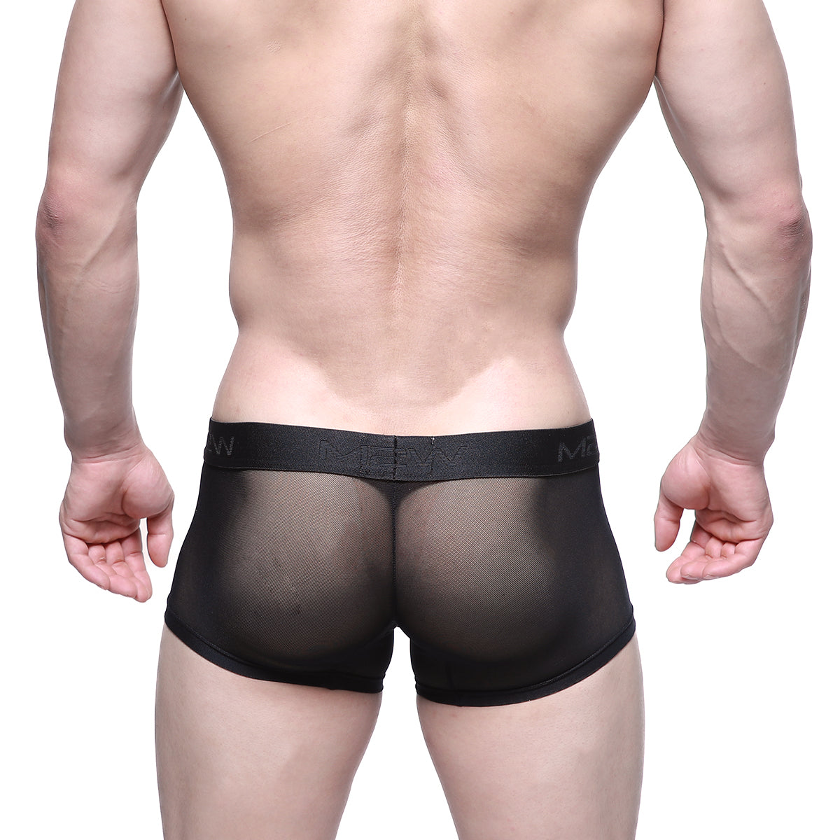Black mesh briefs with solid black elastic waistband featuring men logo metroMalewear short boxer naked 7 inch 2022-70