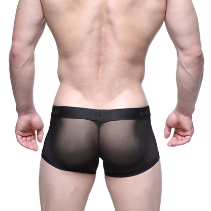 Black mesh briefs with solid black elastic waistband featuring men logo metroMalewear short boxer naked 7 inch 2022-70