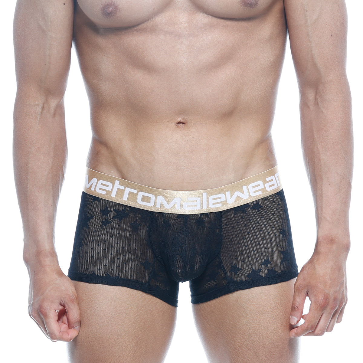 Black lace men’s briefs with gold metromalewear waistband metro malewear short boxer estella 7인치 2022-73
