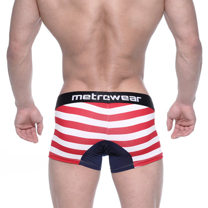 MetroMaleWear short boxer Avengers 7 red and white striped briefs with black waistband and navy crotch fabric