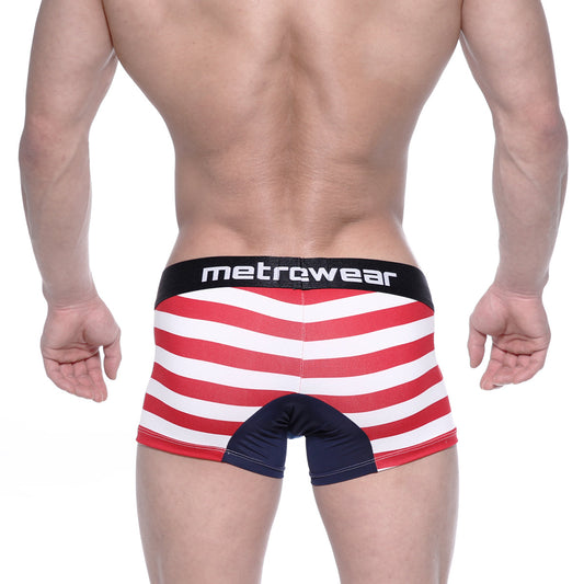 MetroMaleWear short boxer Avengers 7 red and white striped briefs with black waistband and navy crotch fabric