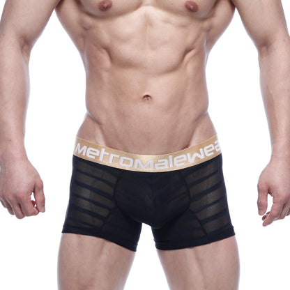Black mesh boxer briefs with gold metromalewear waistband metro malewear prism short boxer 7 inch 2022 96