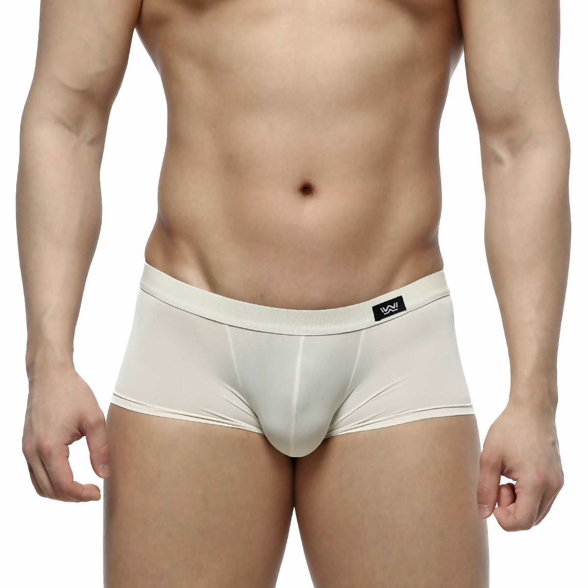 MetroMaleWear Lupin trunk 2026-05 cream form-fitting men briefs with smooth stretchy fabric and black logo waistband patch