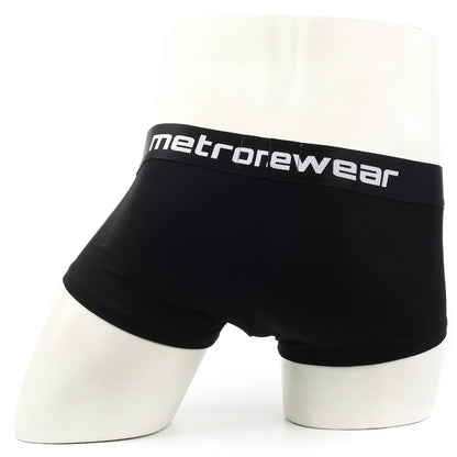 Black men’s briefs with a white metrowear logo on the waistband metro male wear county trunk black 2026-23