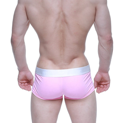 Pink athletic briefs with white elastic waistband metro male wear candy coated pink trunk 2026-25 front view