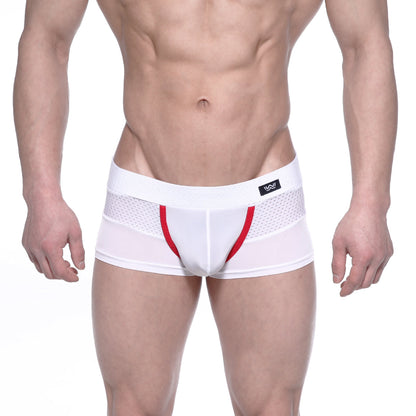 MetroMaleWear Noto trunk white athletic briefs with red trim mesh side panel and black logo tag 2026-33