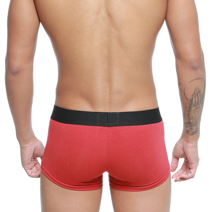 Red boxer briefs with black elastic waistband metro male wear cotton trunk terracotta 2026-34 front view