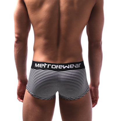 Black and white striped men’s briefs with black metrowear waistband from MetroMaleWear Short Boxer Luces 2026-41 collection