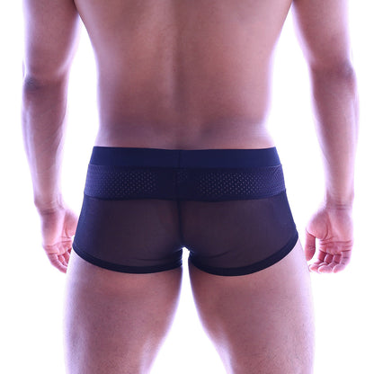 MetroMaleWear sencillo trunk black mesh briefs with a perforated waistband for breathable comfort