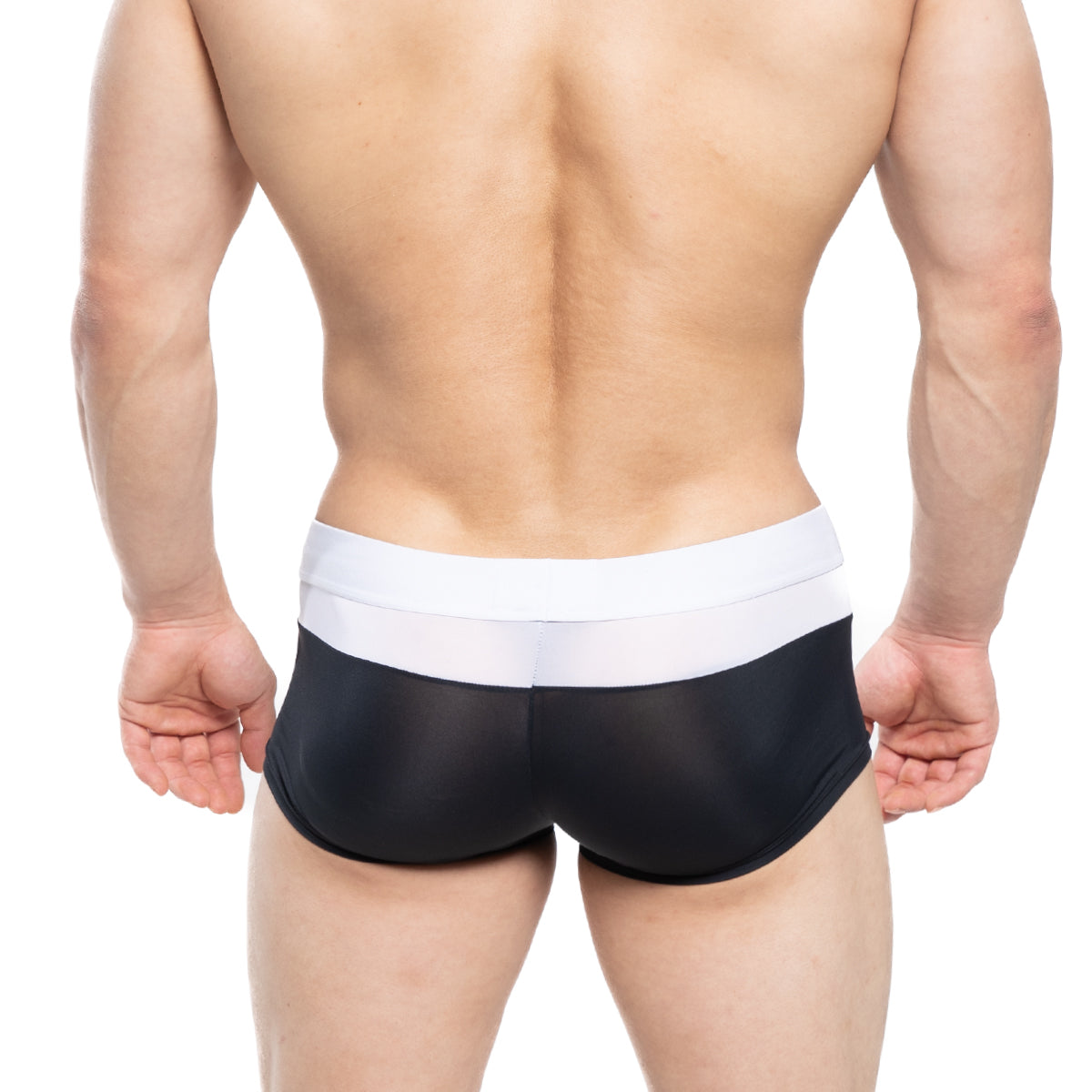 MetroMaleWear Parisienne short boxer black mesh briefs with white elastic waistband for comfortable everyday wear