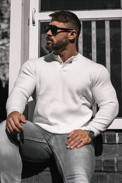 Jed North Men's Classic Henley Sweater - Cream