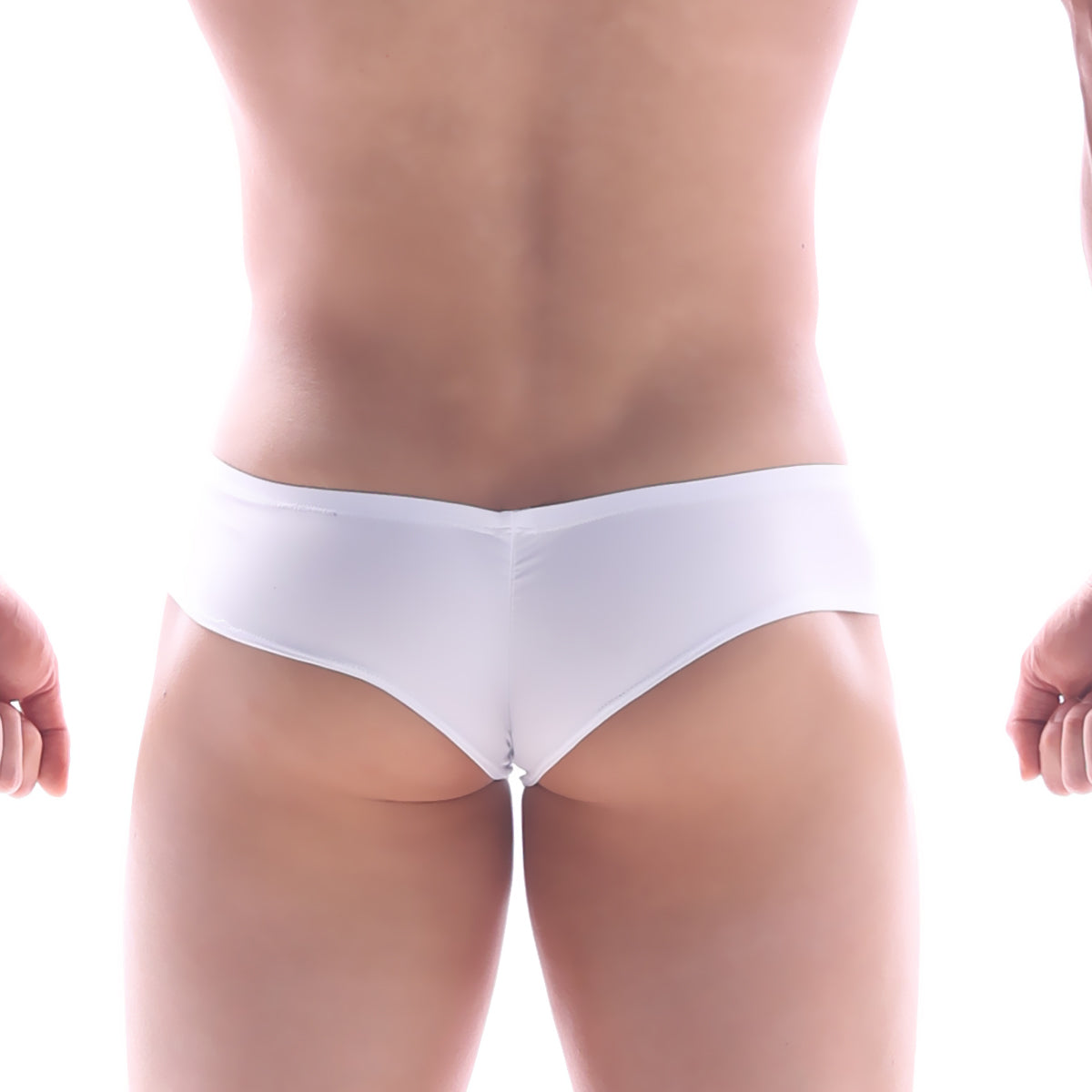 White smooth-textured briefs with minimalist design metroMalewear micro cheek white 2027-00 front view