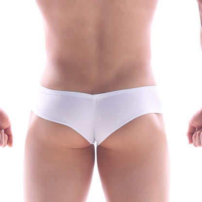 White smooth-textured briefs with minimalist design metroMalewear micro cheek white 2027-00 front view