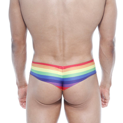 MetroMaleWear micro cheek rainbow 2027-04 rainbow-striped men’s briefs with snug form-fitting design