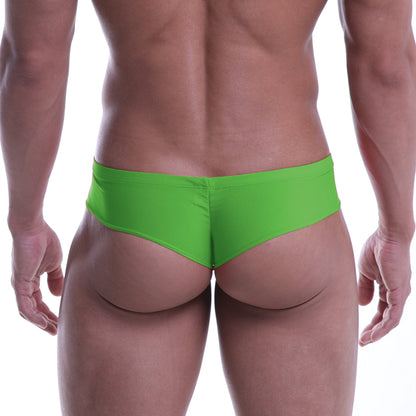 Bright green form-fitting swim trunks with smooth stretchy fabric metro male wear micro cheek green 2027-17