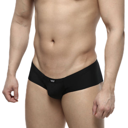 MetroMaleWear cheek black 2028-20 sleek black men’s briefs with form-fitting design and white logo on waistband
