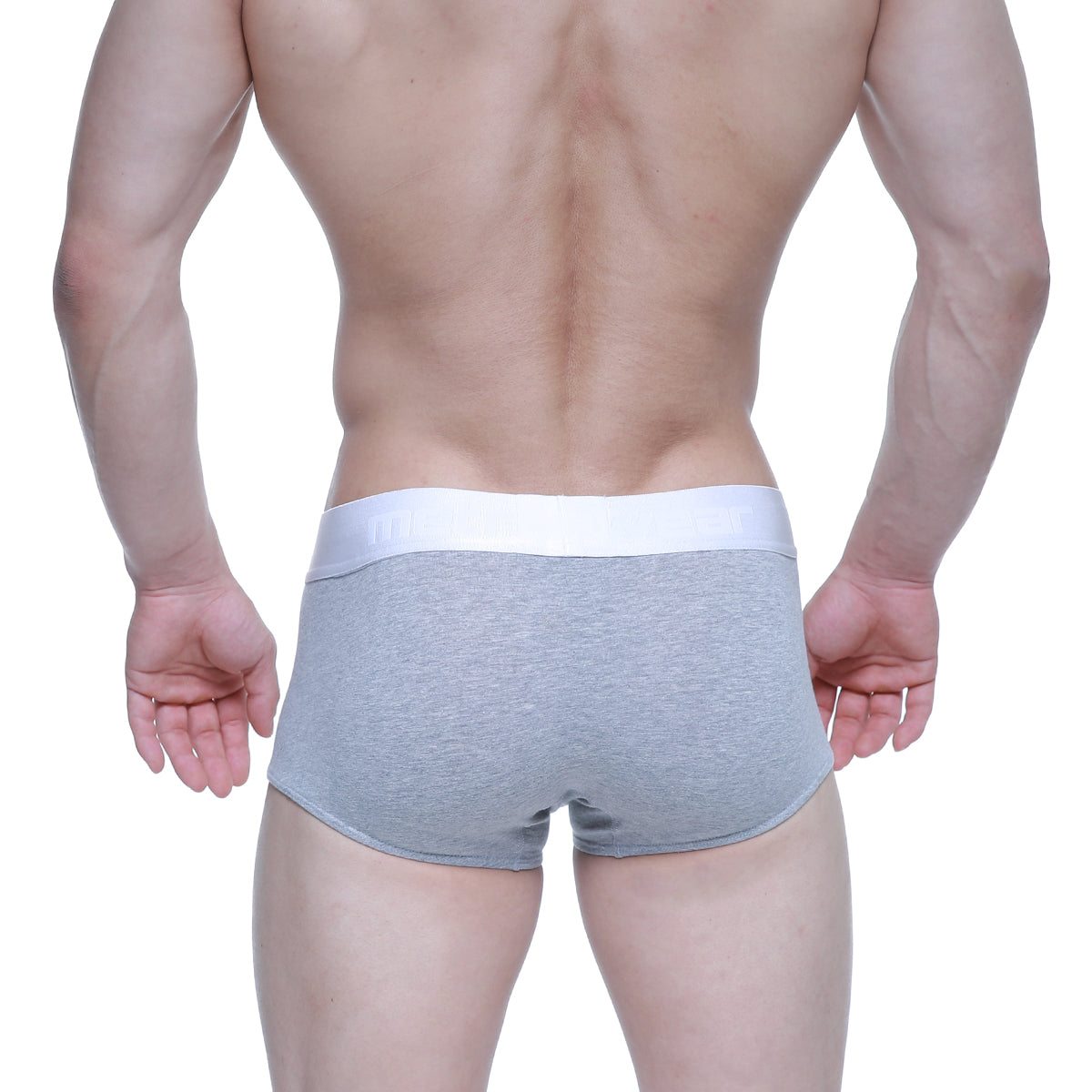 MetroMaleWear Elemental boxer brief in gray heathered fabric with a solid white waistband for comfortable wear